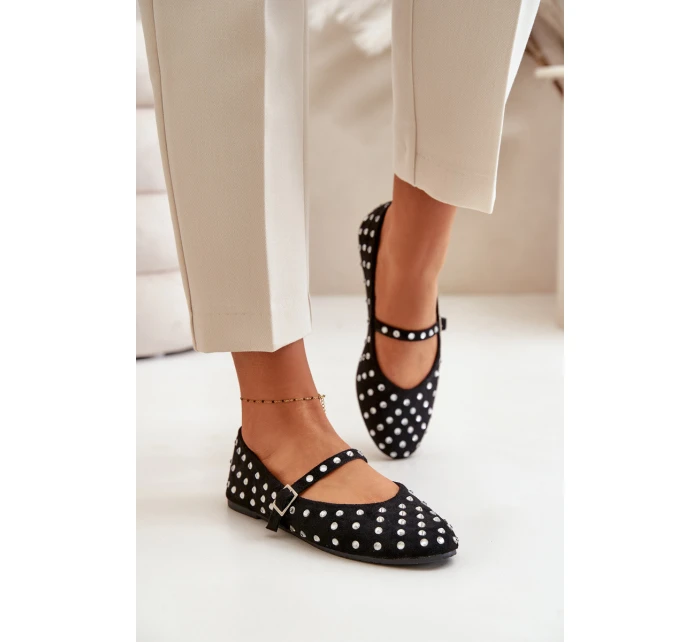 Zdobené baleríny s páskem eko černé model 21670629 - Boto