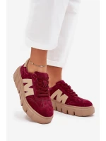 Semišové Dámské Tenisky Na Platformě model 21704994 Bordové - VINCEZA