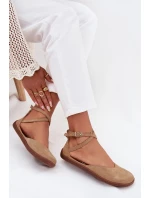 Semišové Baleríny Dámské S Pásky  Béžové model 21706966 - Zazoo