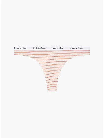 Tanga D1617E - WAN - béžová s proužkem - Calvin Klein
