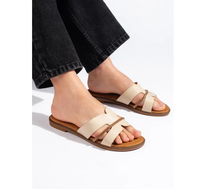 Výborné dámské sandály hnědé bez podpatku Výborné dámské sandály hnědé bez podpatku