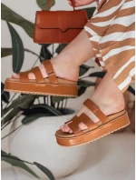 Dámské žabky na suchý zip PLATFOR camel FashionStreet ZY0868