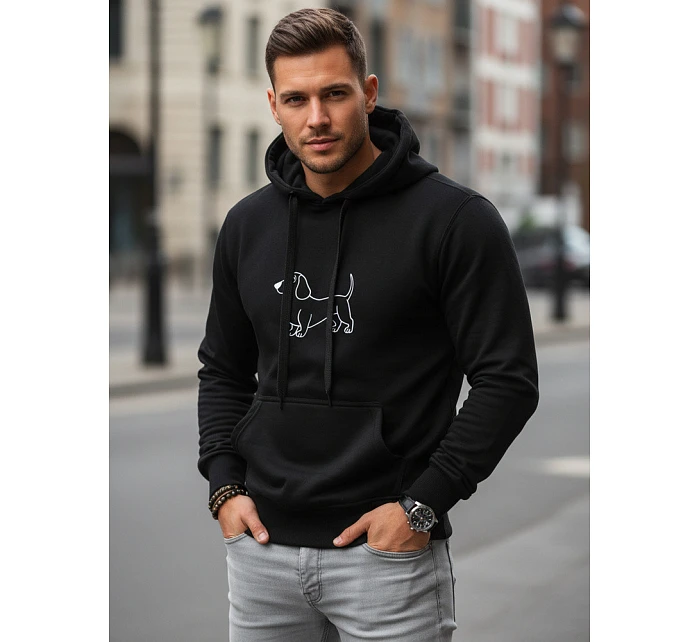 Pánská mikina s potiskem jezevčíka černá FashionStreet NX0221B