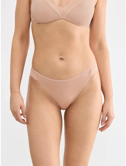Dámské kalhotky GO Blush High Leg 2P Cameo Brown hnědé - SLOGGI Dámské kalhotky GO Blush High Leg 2P Cameo Brown hnědé - SLOGGI