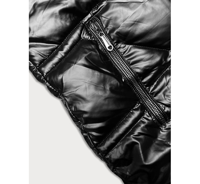 Oboustranná černá dámská bunda s asymetrickou spodní částí (16M9136-392)