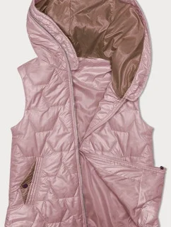 Tenká dámská vesta ve špinavě růžové barvě se zlatým zipem model 19732123 - S'WEST