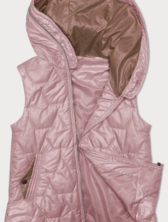 Tenká dámská vesta ve špinavě růžové barvě se zlatým zipem S'West (B8229-52)