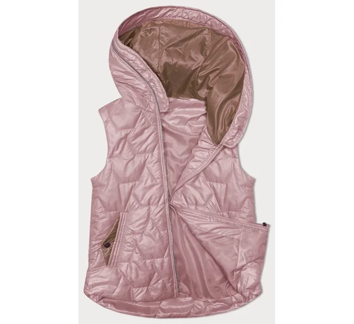 Tenká dámská vesta ve špinavě růžové barvě se zlatým zipem S'West (B8229-52)