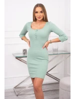 Šaty s knoflíkovým výstřihem tmavě mátové Šaty s knoflíkovým výstřihem tmavě mátové