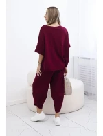 Bavlněný komplet halenka + kalhoty burgundsko