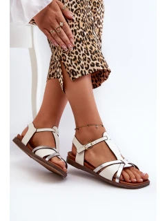 Dámské ploché sandály z ekokože Sergio Leone SK071H Bílé