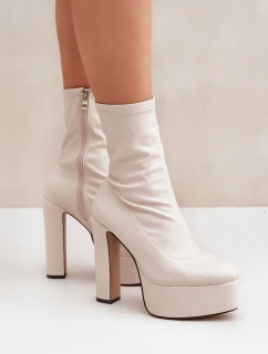 Boty Na Vysokém Podpatku A Platformě Světle Béžové Tennira