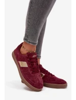 Semišové dámské tenisky model 21708290 bordó - VINCEZA