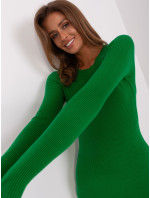 Zelené žebrované základní šaty ke kolenům