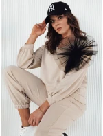 Dámská béžová mikina FILAN s výstřihem FashionStreet BY1259