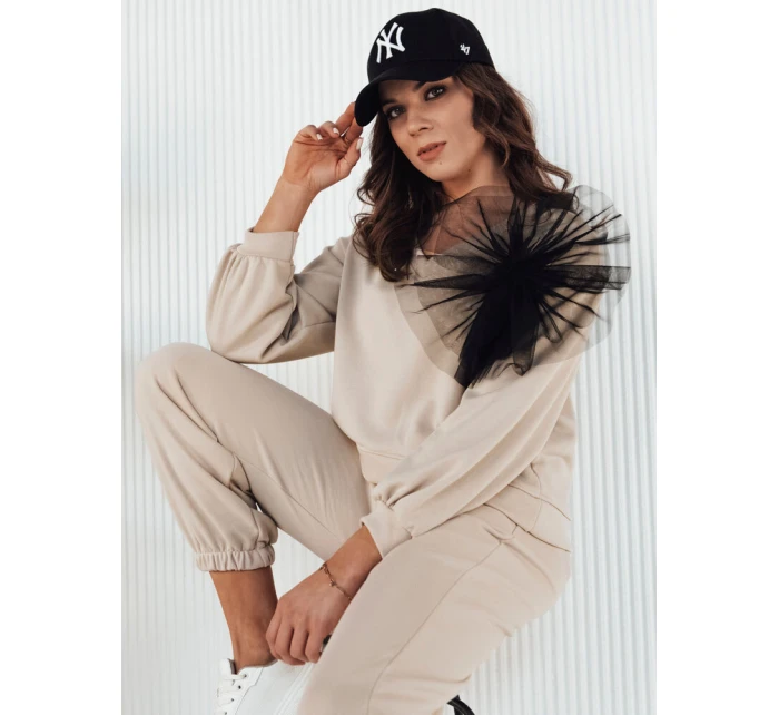 Dámská béžová mikina FILAN s výstřihem FashionStreet BY1259