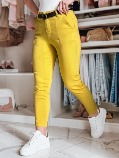 Dámské kalhoty slim fit s páskem TAIRONIK hořčicové FashionStreet UY2539