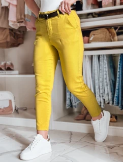 Dámské kalhoty slim fit s páskem TAIRONIK hořčicové FashionStreet UY2539