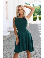 Rozšířené šaty s prodlouženým zadním dílem lahvově zelené model 21297347 - numoco