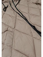 Dlouhá béžová dámská zimní bunda s kapucí model 21247868 - Libland Dlouhá béžová dámská zimní bunda s kapucí model 21247868 - Libland