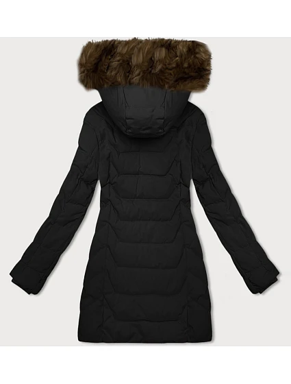 Černobéžová dámská bunda s kapucí model 21439603 - J.STYLE Černobéžová dámská bunda s kapucí model 21439603 - J.STYLE