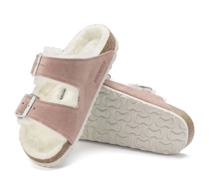 Birkenstock Arizona Suede Leather Shearling Pink Clay LAF insulated žabky úzké (1023258) dámské Birkenstock Arizona Suede Leather Shearling Pink Clay LAF insulated žabky úzké (1023258) dámské