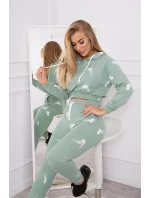 Sada s potiskem pistole tmavě mátová