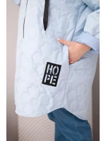 Dámská bunda Plus Size prošívaná s kapucí a nápisem HOPE modrá