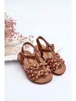 Dětské sandály na suchý zip s pruhy Hněde Sammy Dětské sandály na suchý zip s pruhy Hněde Sammy