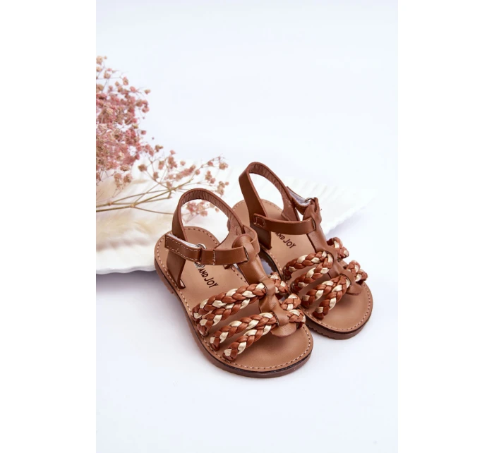 Dětské sandály na suchý zip s pruhy Hněde Sammy Dětské sandály na suchý zip s pruhy Hněde Sammy