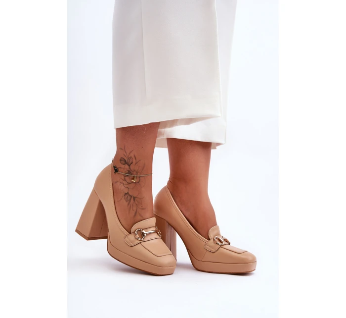 Módní kožené lodičky Nude Rouse