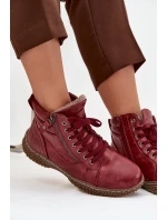 Dámské kozačky s teplým kožíškem z eko kůže bordové Ulverina Dámské kozačky s teplým kožíškem z eko kůže bordové Ulverina