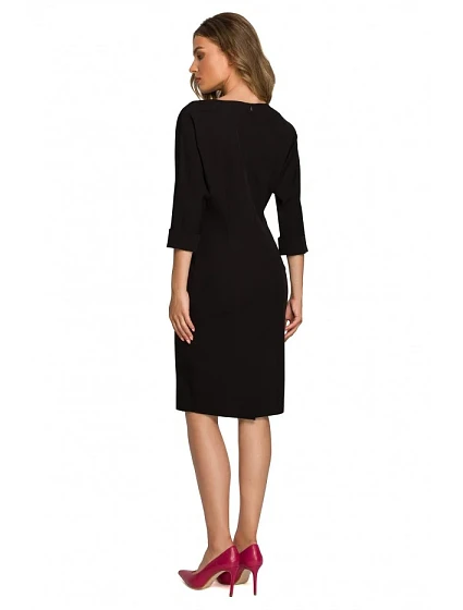 model 18004592 Plášťové šaty s netopýřími rukávy černé - STYLOVE