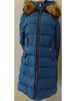 Dámská prošívaná bunda s kapucí W701 petrolejová - MHM