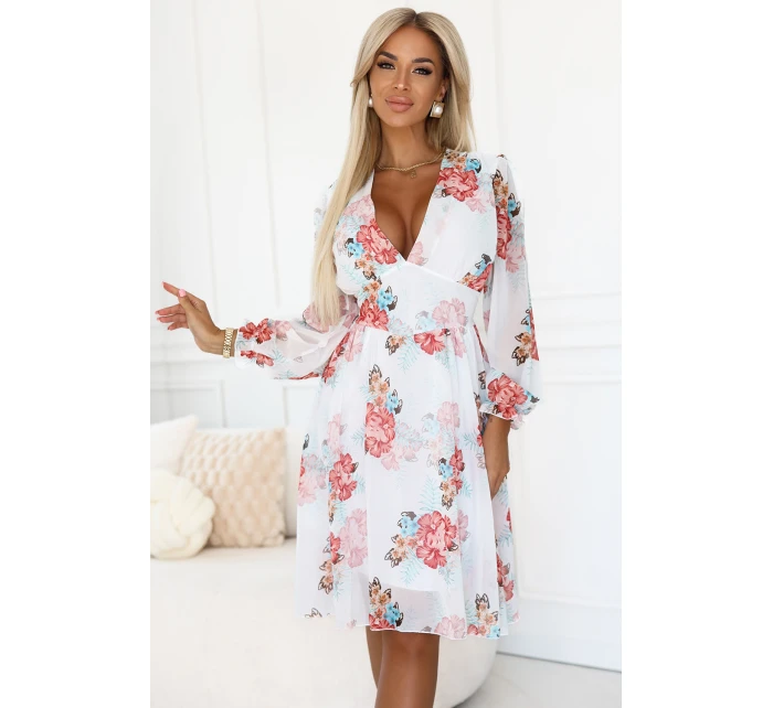 šifonové šaty s dlouhým rukávem model 21229557 - numoco