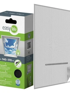 MOSKYTIÉRA NA STŘEŠNÍ OKNO 140X170 ČERNÝ POLYESTER + PÁSEK NA SUCHÝ ZIP