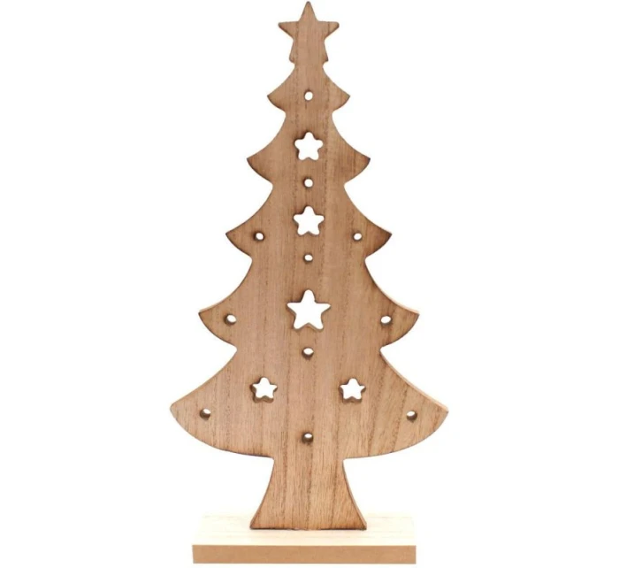 OZDOBNÝ DŘEVĚNÝ VÁNOČNÍ STROMEK 32CM HVĚZDA