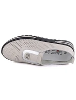 Dámské kožené boty na platformě béžové barvy S.Barski model 22081734