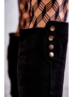 teplé semišové kozačky na plochém podpatku Černé Laura