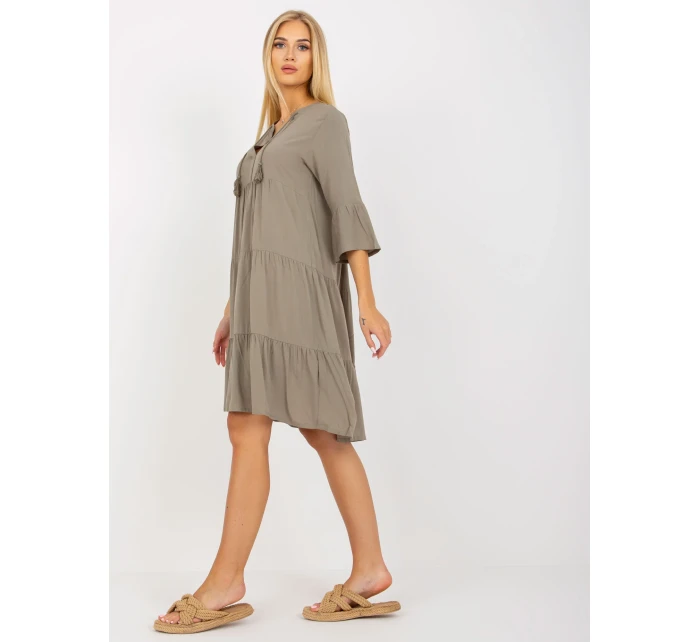 Šaty D73761M30214A5EN khaki barva