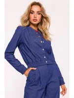 M800 Bunda bomber s lisovanými cvočky - modrá M800 Bunda bomber s lisovanými cvočky - modrá