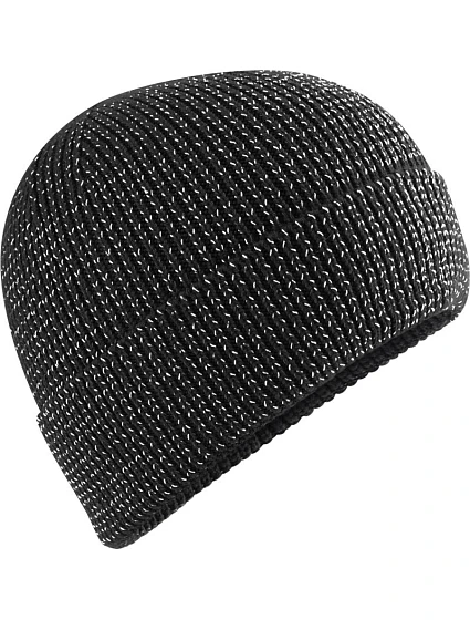 Beechfield B 325R Pletená čepice "Streetlite Reflective" 53.325R black