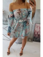 Španělské květinové šaty v mátové barvě Španělské květinové šaty v mátové barvě