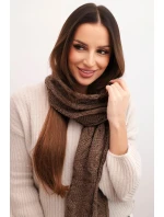 Dámský klasický vlněný šátek s copánkovým vzorem model 21876039 mocca - K-Fashion