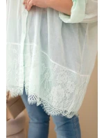 Dámská košile Plus Size bavlněná s krajkovým model 21886523 mentolová - K-Fashion