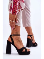 semišové sandály na podpatku Černé model 21618959 - Boto