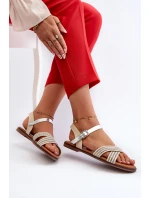 Ploché Dámské Sandály model 21660397 Béžové - S.Barski Ploché Dámské Sandály model 21660397 Béžové - S.Barski