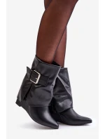 Boty Na Klínu S Svrškem A Přezkou Černé model 21679515 - Boto Boty Na Klínu S Svrškem A Přezkou Černé model 21679515 - Boto