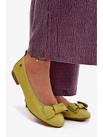 Kožené baleríny s mašlí Maciejka P6802-09 Limetkové