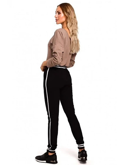 Jogger kalhoty s žebrovanými manžetami černé model 18002205 - Moe